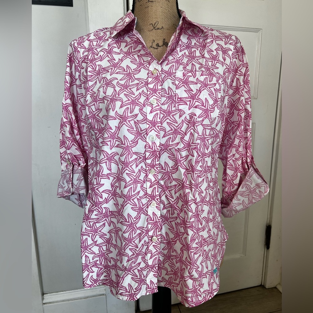 Talbots Sea Star Button-Up Shirt - Size Medium Petite